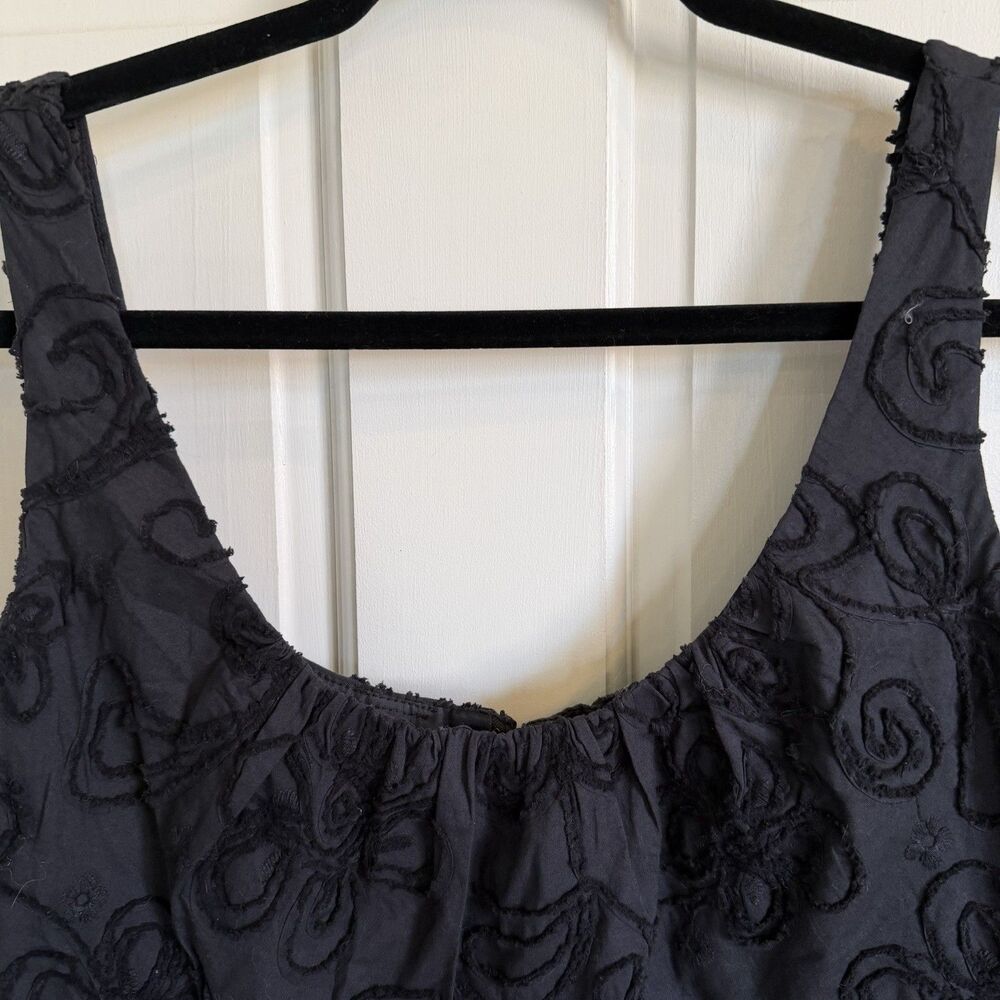 Evan-Picone Women’s Size 14 Black Scoop Neck A-Line Floral Embroidered Dress - Picture 4 of 12